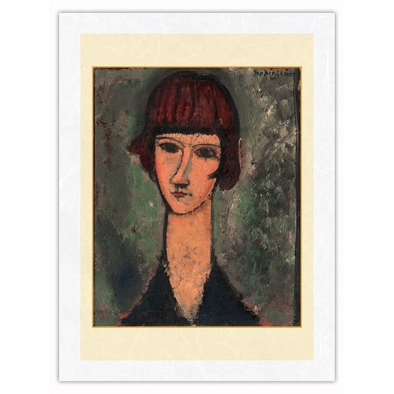 Portrait of a Woman - From an Original Color Painting by Amedeo Modigliani c.1917 - Japanese Unryu Rice Paper Art Print (Unframed) 12 x 16 in