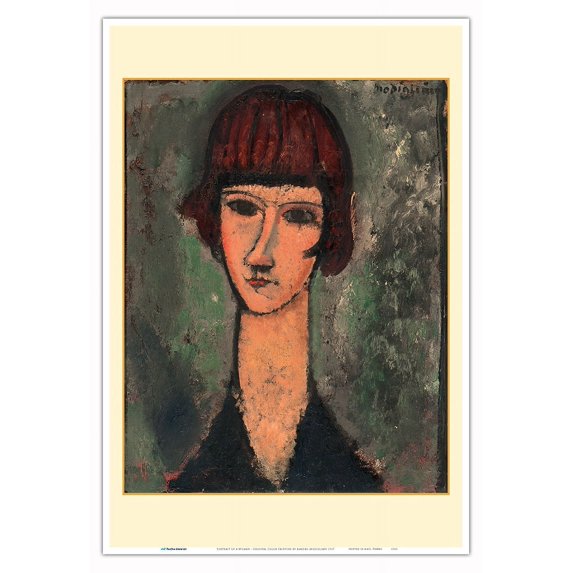 Portrait of a Woman - From an Original Color Painting by Amedeo Modigliani c.1917 - Master Art Print (Unframed) 13in x 19in