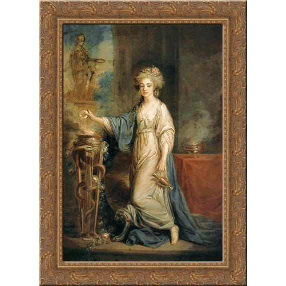 Portrait of a Woman as a Vestal Virgin 24x20 Gold Ornate Wood Framed Canvas Art by Angelica Kauffman