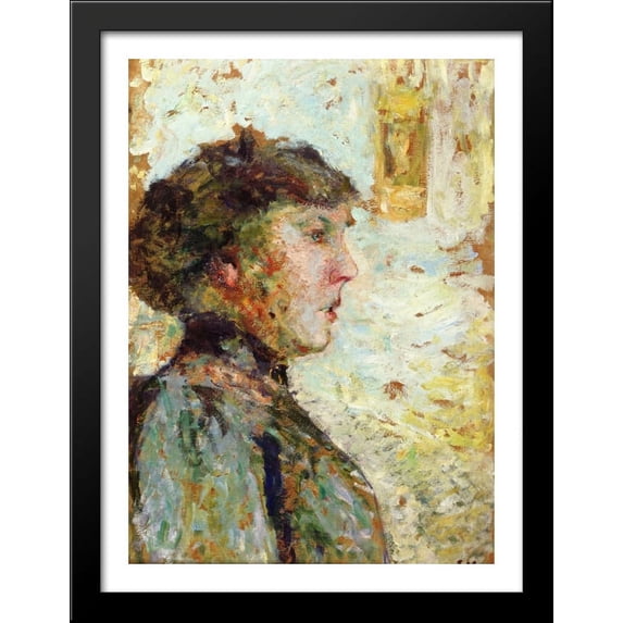 Portrait of a Woman in Profile 28x38 Large Black Wood Framed Print Art by Edouard Vuillard