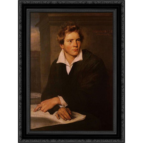 Portrait of a Young Architect 20x24 Black Ornate Wood Framed Canvas Art by Winterhalter, Franz Xavier