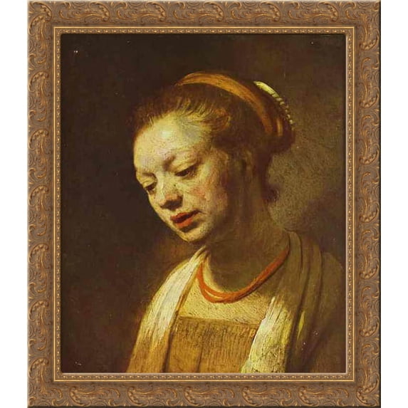 Portrait of a Young Girl 20x20 Gold Ornate Wood Framed Canvas Art by ...