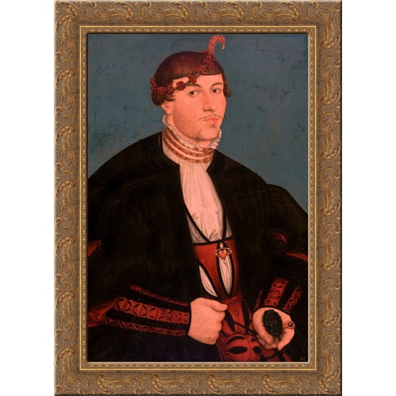 Portrait of a Young Nobleman 24x18 Gold Ornate Wood Framed Canvas Art by Lucas Cranach the Elder