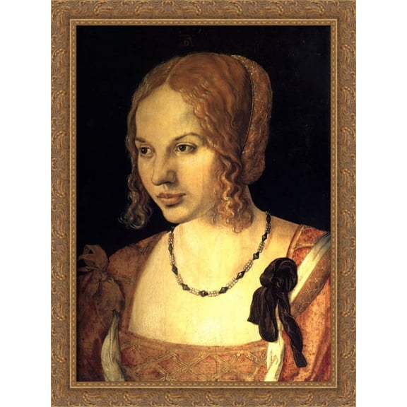 Portrait of a Young Venetian Woman 28x38 Large Gold Ornate Wood Framed Canvas Art by Albrecht Durer