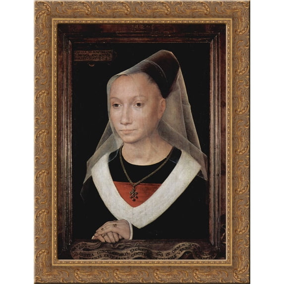 Portrait of a Young Woman 20x24 Gold Ornate Wood Framed Canvas Art by Memling, Hans