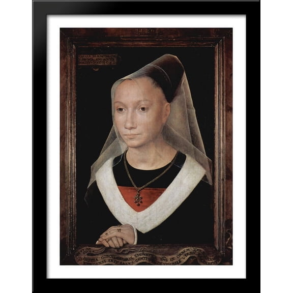 Portrait of a Young Woman 28x38 Large Black Wood Framed Print Art by Hans Memling