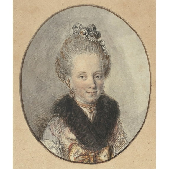 Portrait of a Young Woman with a Fur Collar (1760s) Poster Print by Christian Wilhelm Ernst Dietrich (18 x 24)