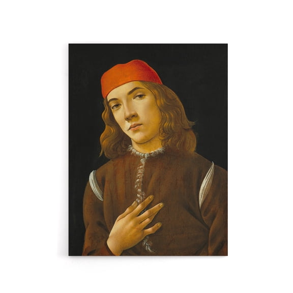 Portrait of a Youth Botticelli Vintage Canvas Wall Art 24X32"