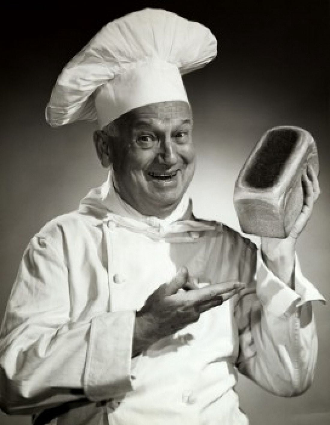 Portrait of a baker showing bread Canvas Art - (18 x 24)