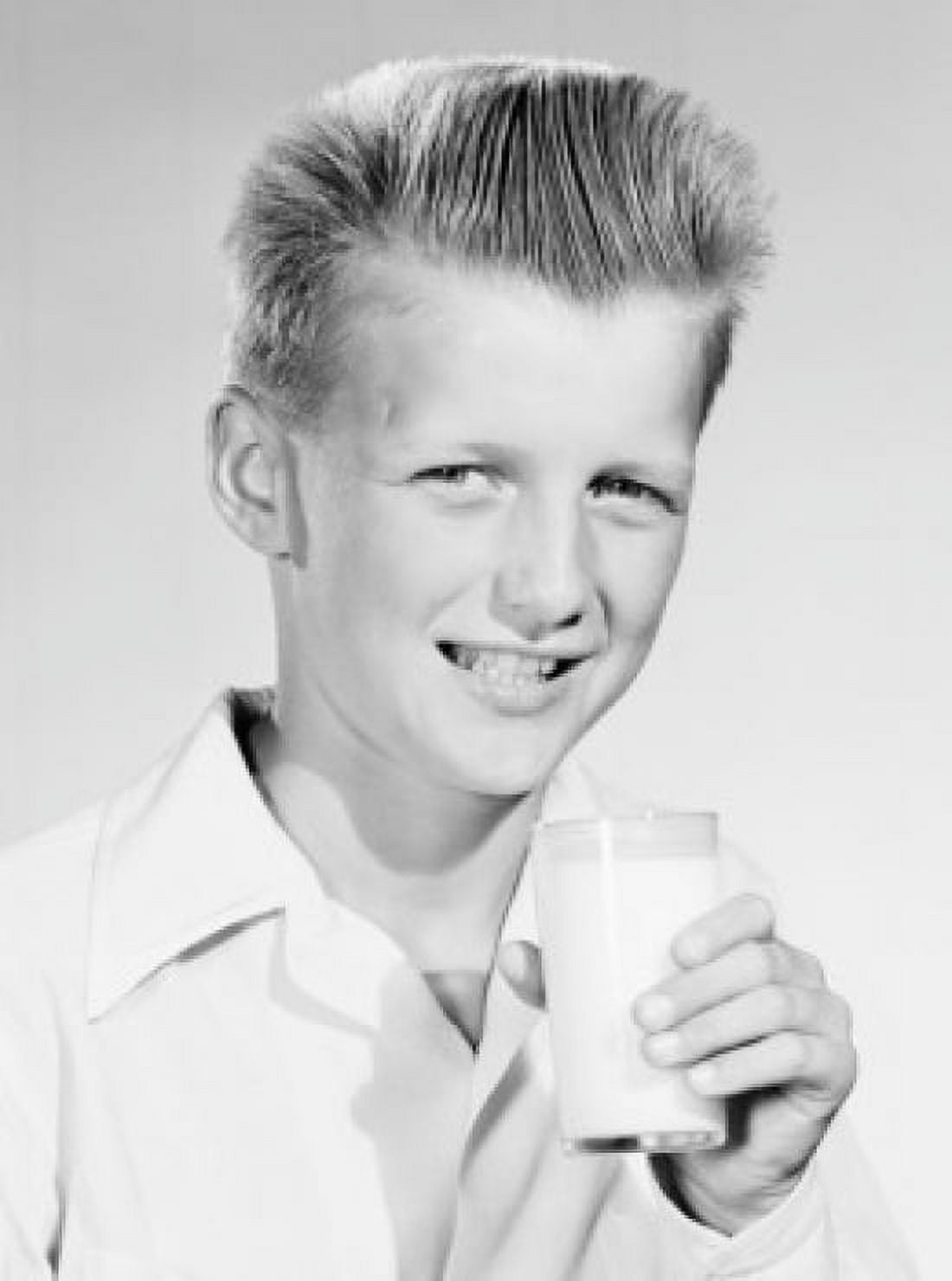 Portrait of a boy holding a glass of milk Canvas Art - (24 x 36)