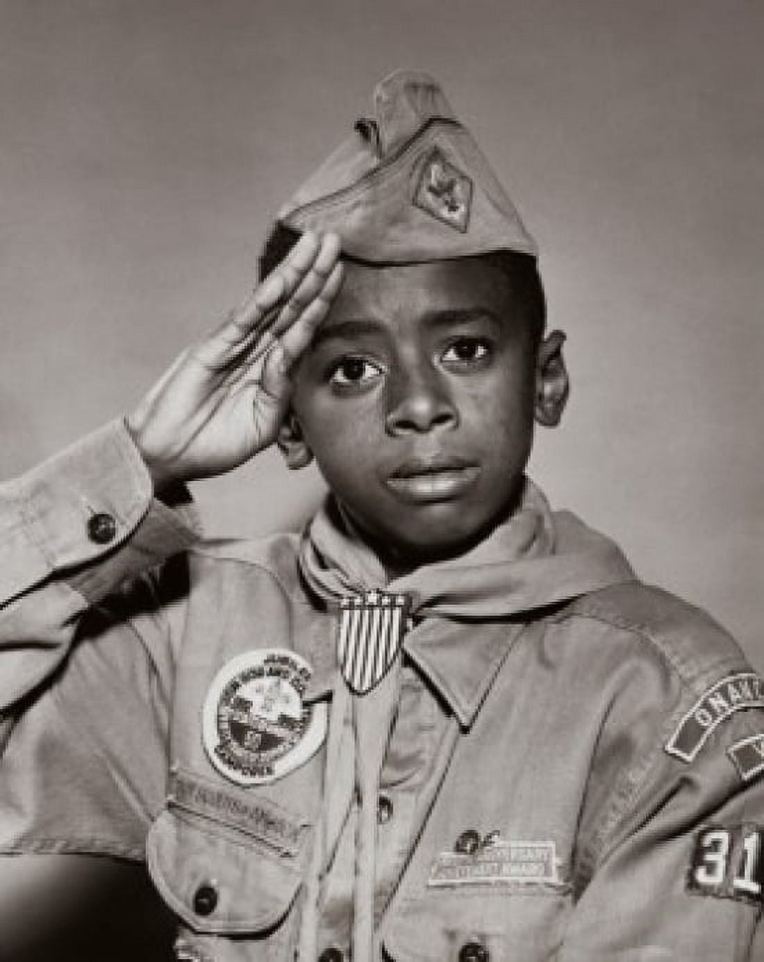 Portrait of a boy scout saluting Canvas Art - (18 x 24)