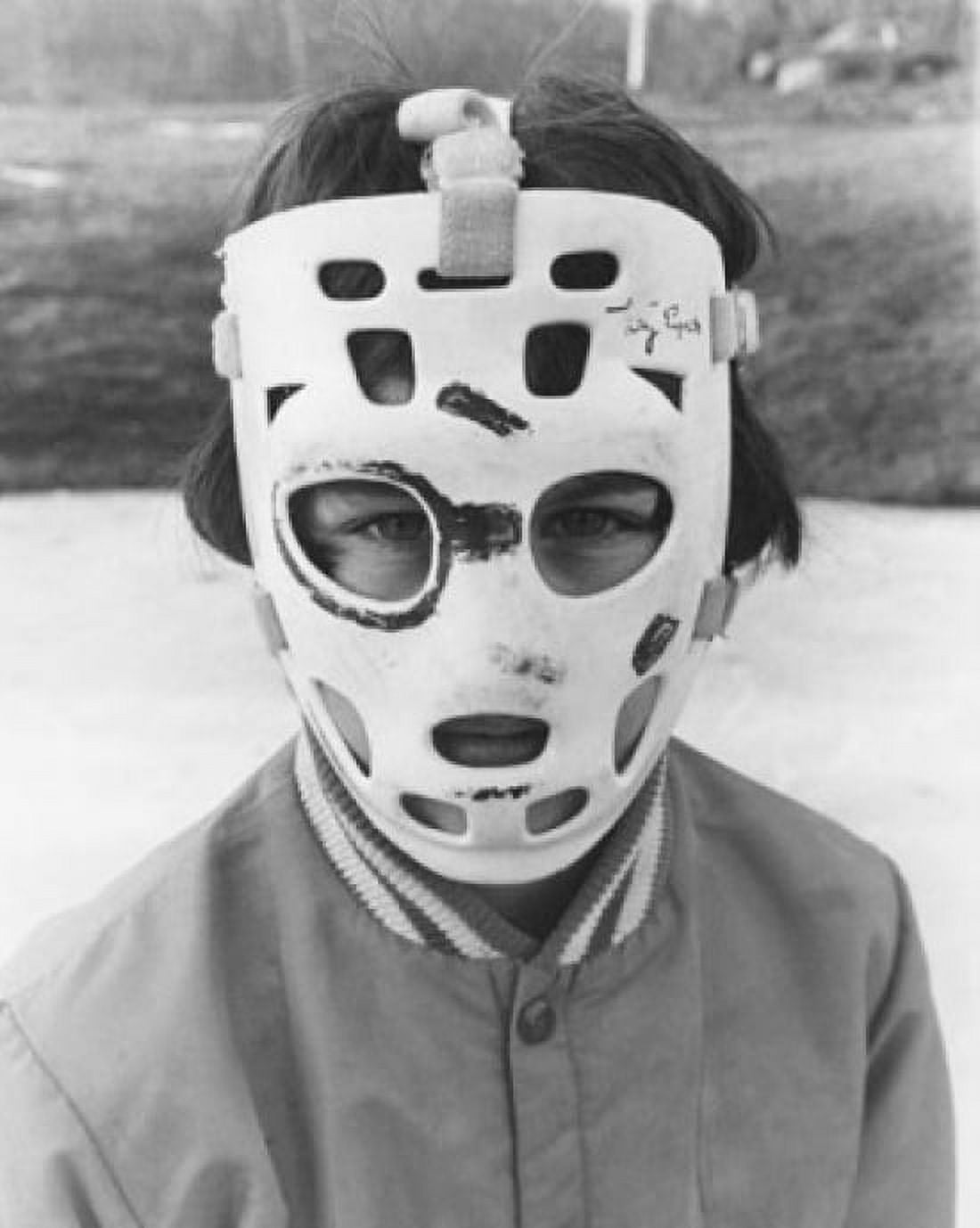 Portrait of a boy wearing a goalie mask on his face Canvas Art - (24 x 36)