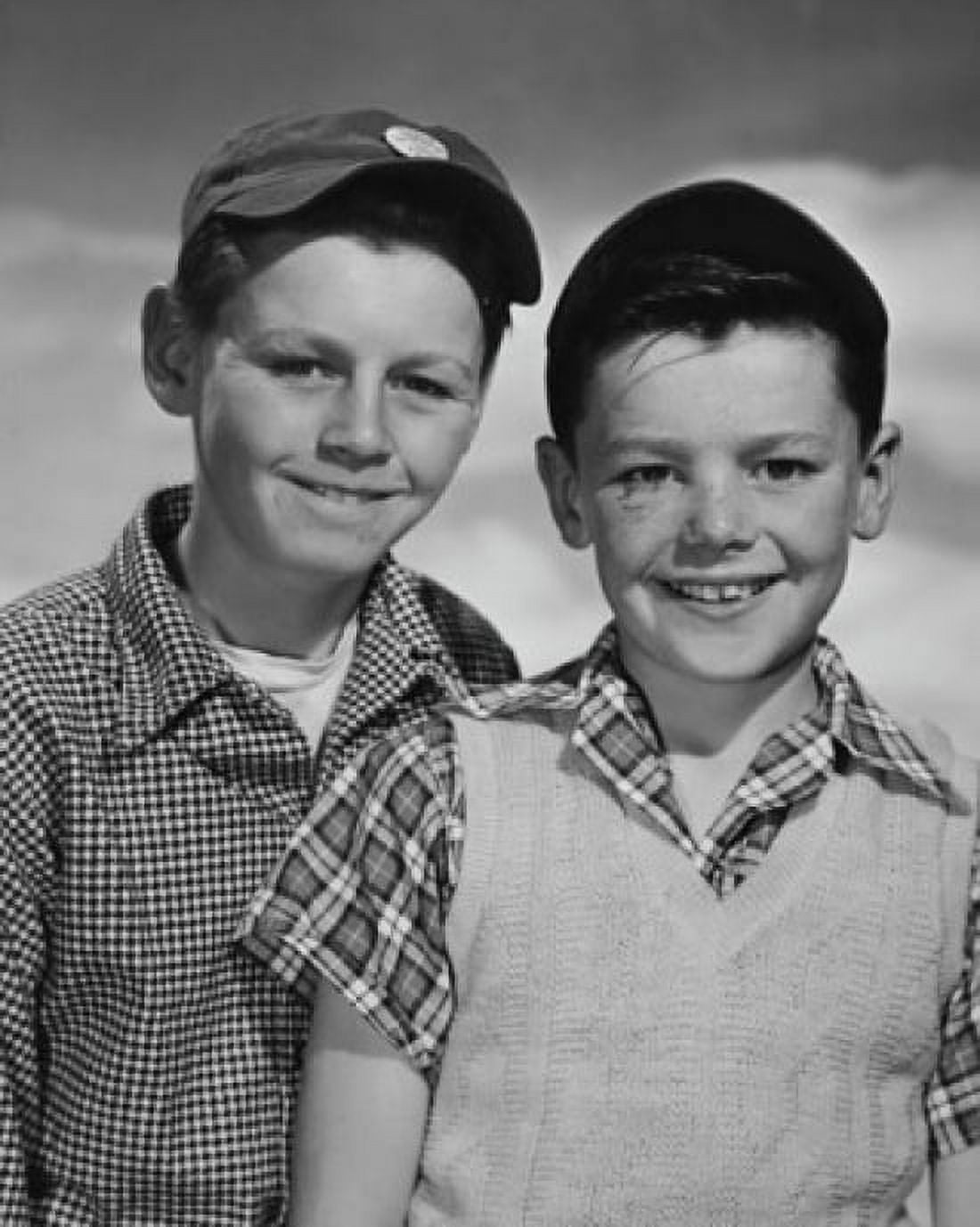 Portrait of a boy with a black eye smiling with another boy standing beside him Canvas Art - (18 x 24)