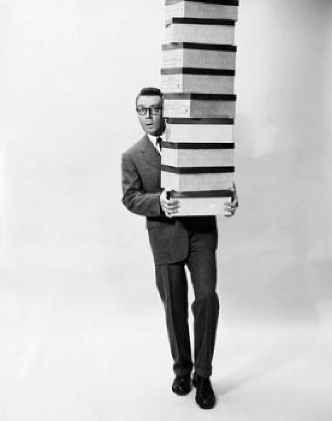 Portrait of a businessman carrying a stack of boxes Canvas Art - (18 x 24)