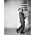 thumbnail image 1 of Portrait of a businessman carrying a stack of boxes Poster Print (18 x 24), 1 of 4