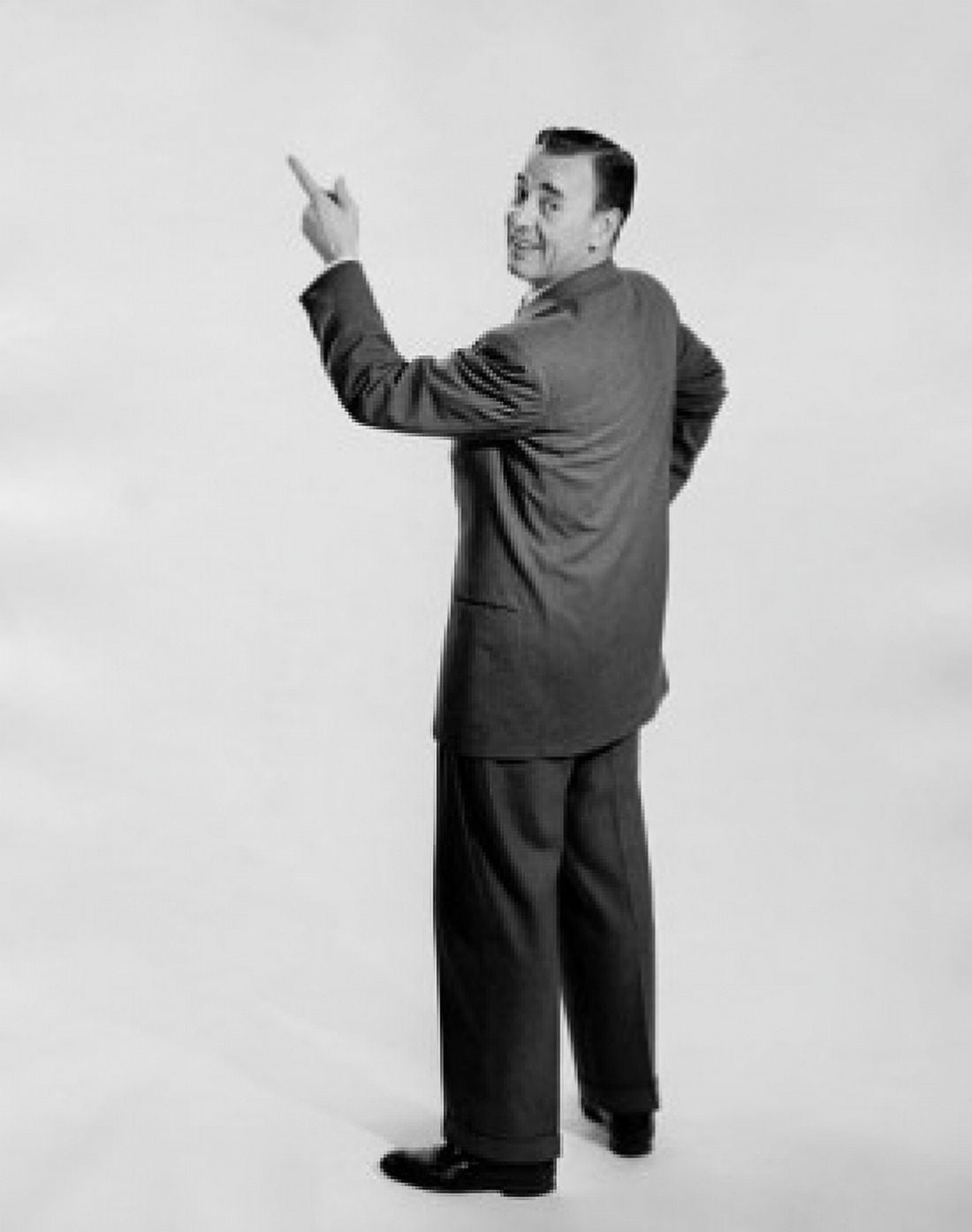 Portrait of a businessman pointing upwards Canvas Art - (18 x 24)