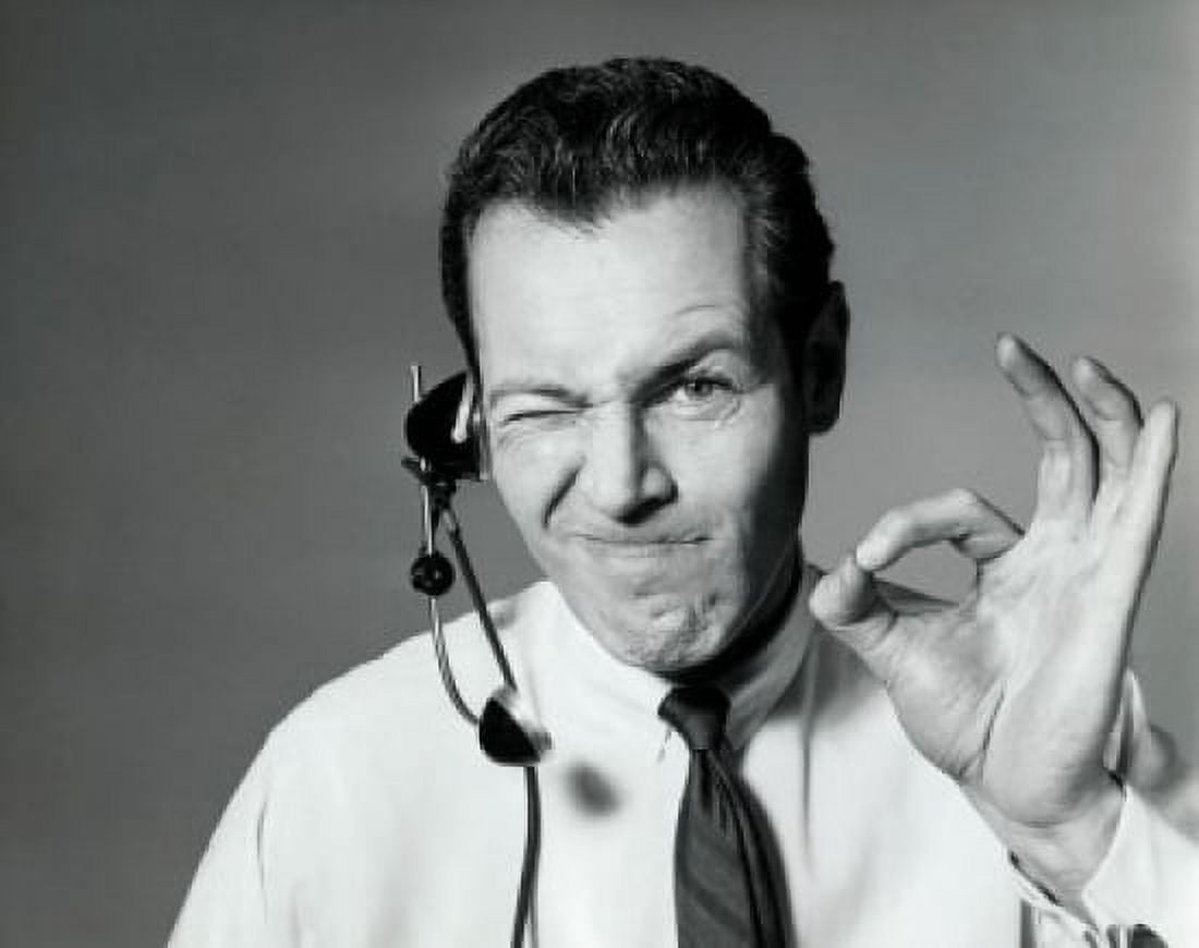 Portrait of a businessman wearing a headset Canvas Art - (18 x 24)
