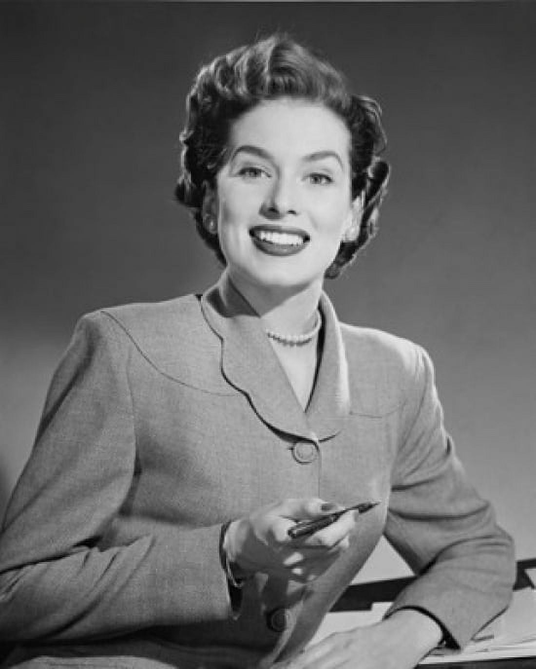 Portrait of a businesswoman holding a pen Canvas Art -  (18 x 24)
