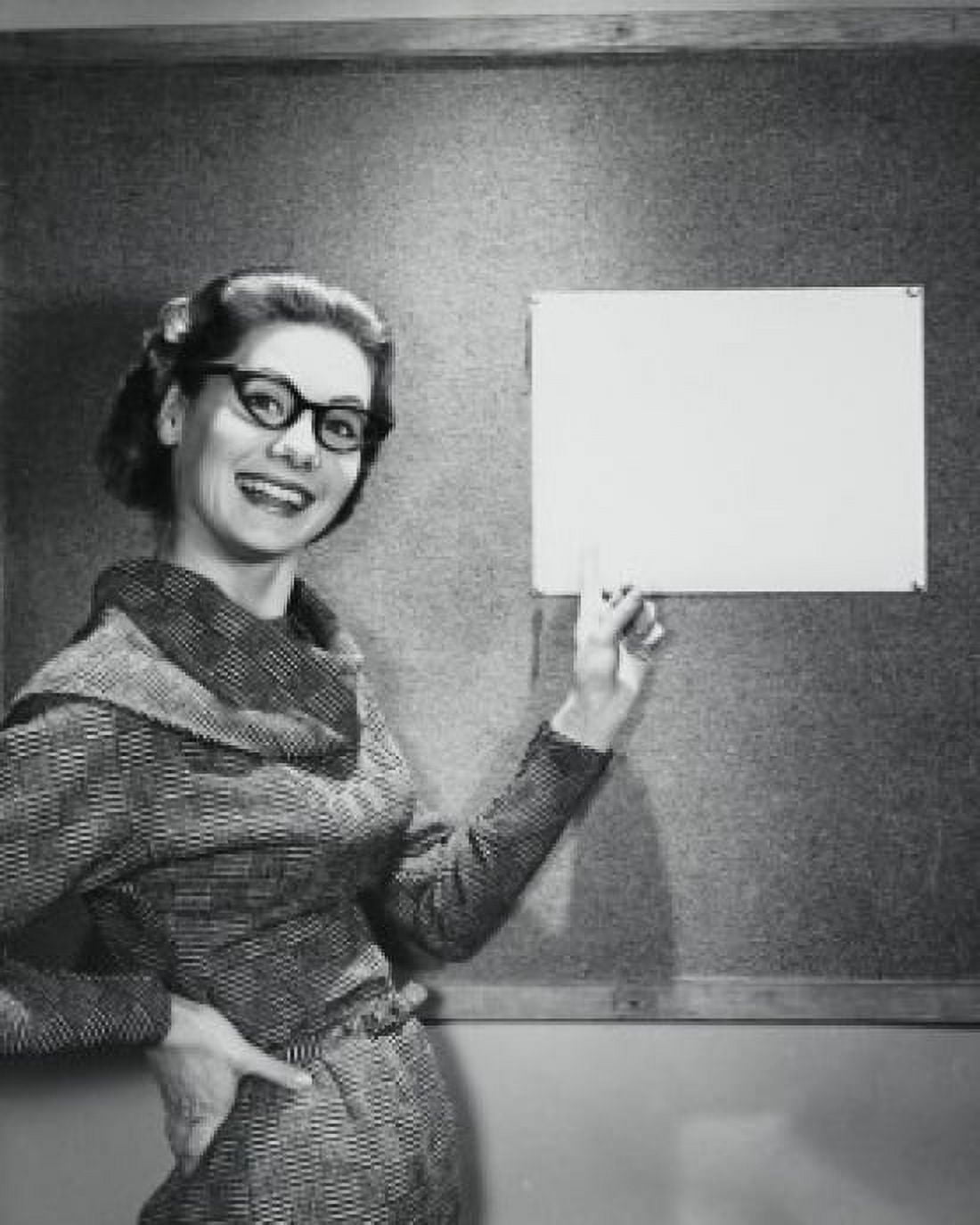Portrait of a businesswoman pointing at a bulletin board Canvas Art - (18 x 24)