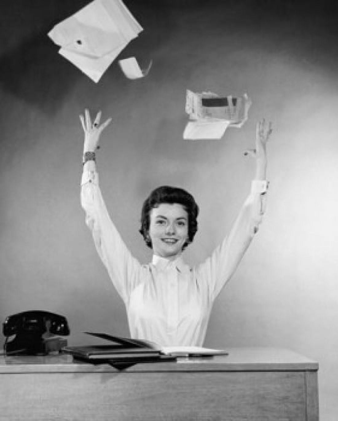 Portrait of a businesswoman throwing papers Canvas Art - (24 x 36)