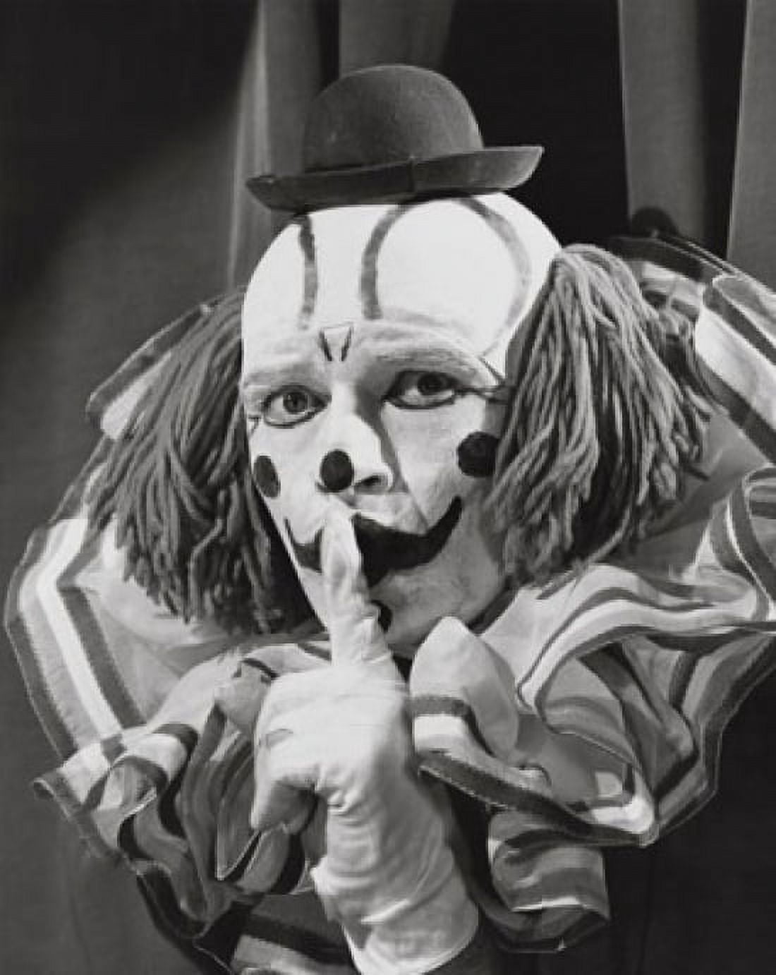 Portrait of a clown with his finger on lips Canvas Art - (18 x 24)