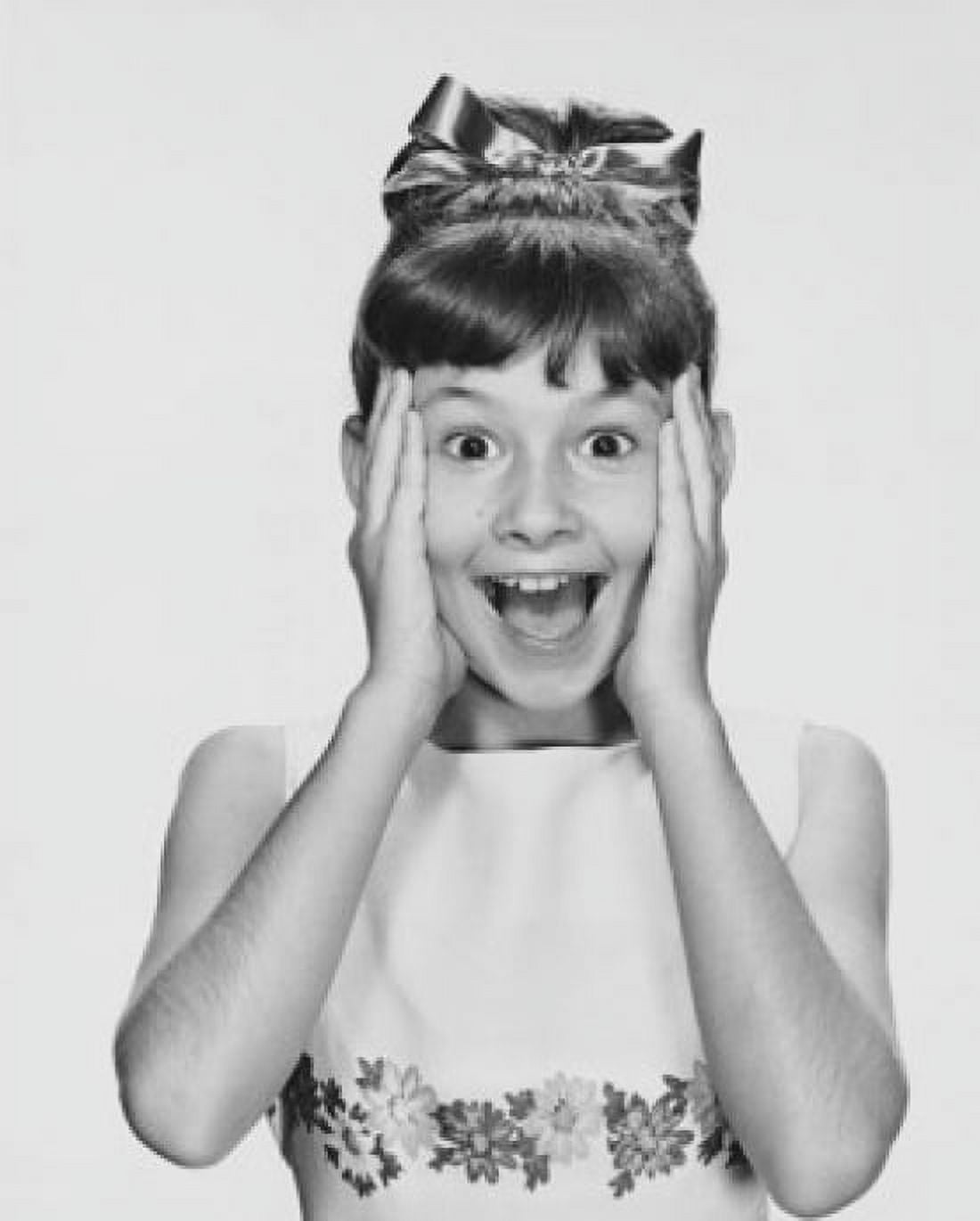 Portrait of a girl smiling in surprise Canvas Art - (18 x 24)