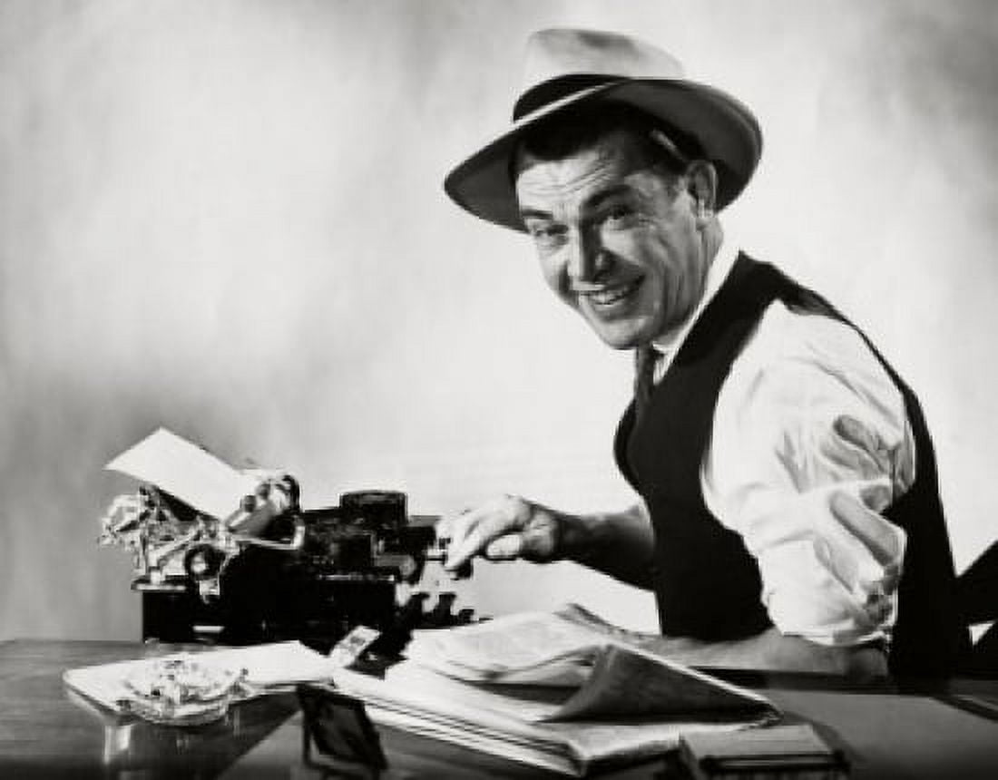 Portrait of a journalist smiling Canvas Art - (18 x 24)