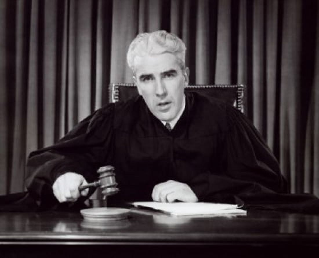 Portrait of a judge holding a gavel Canvas Art - (18 x 24)