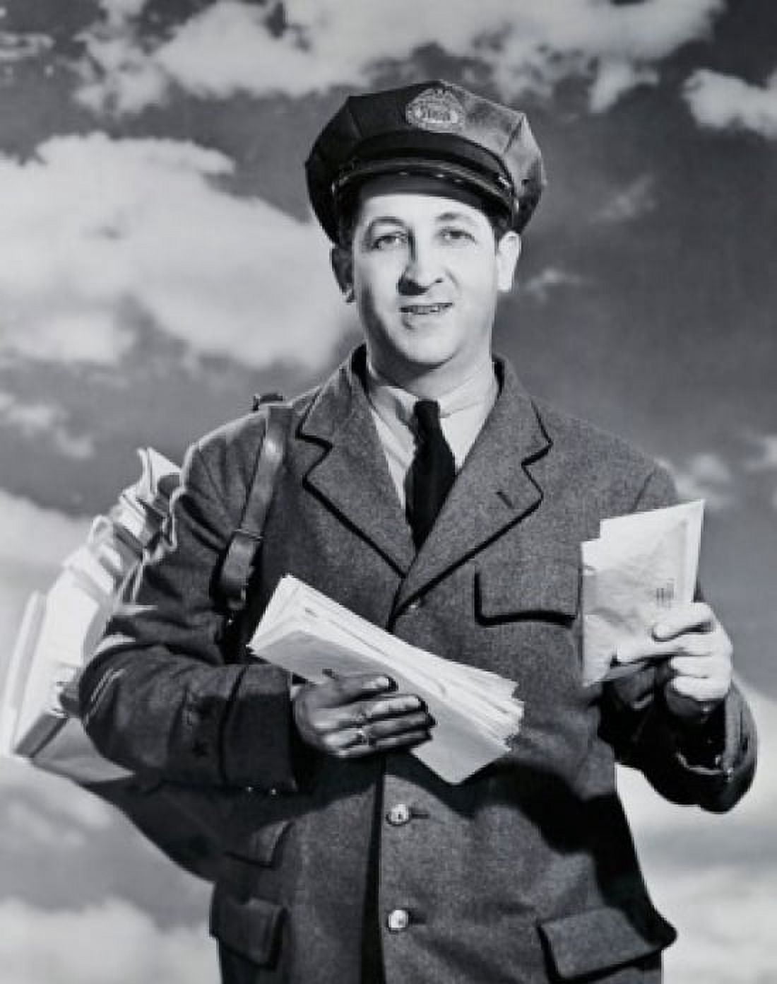 Portrait of a mailman holding letters and smiling Canvas Art - (24 x 36)