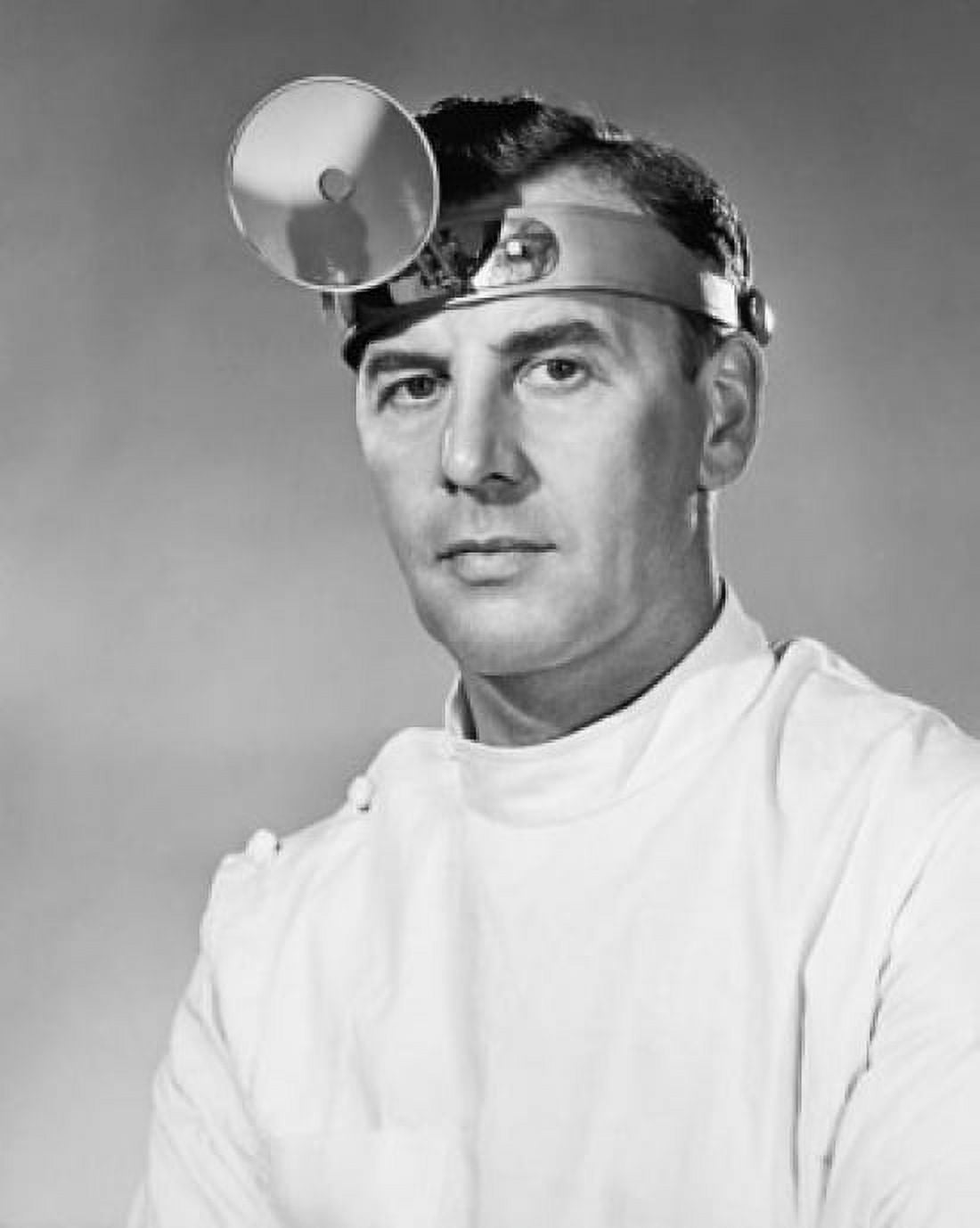 Portrait of a male doctor wearing a headlamp Canvas Art -  (18 x 24)