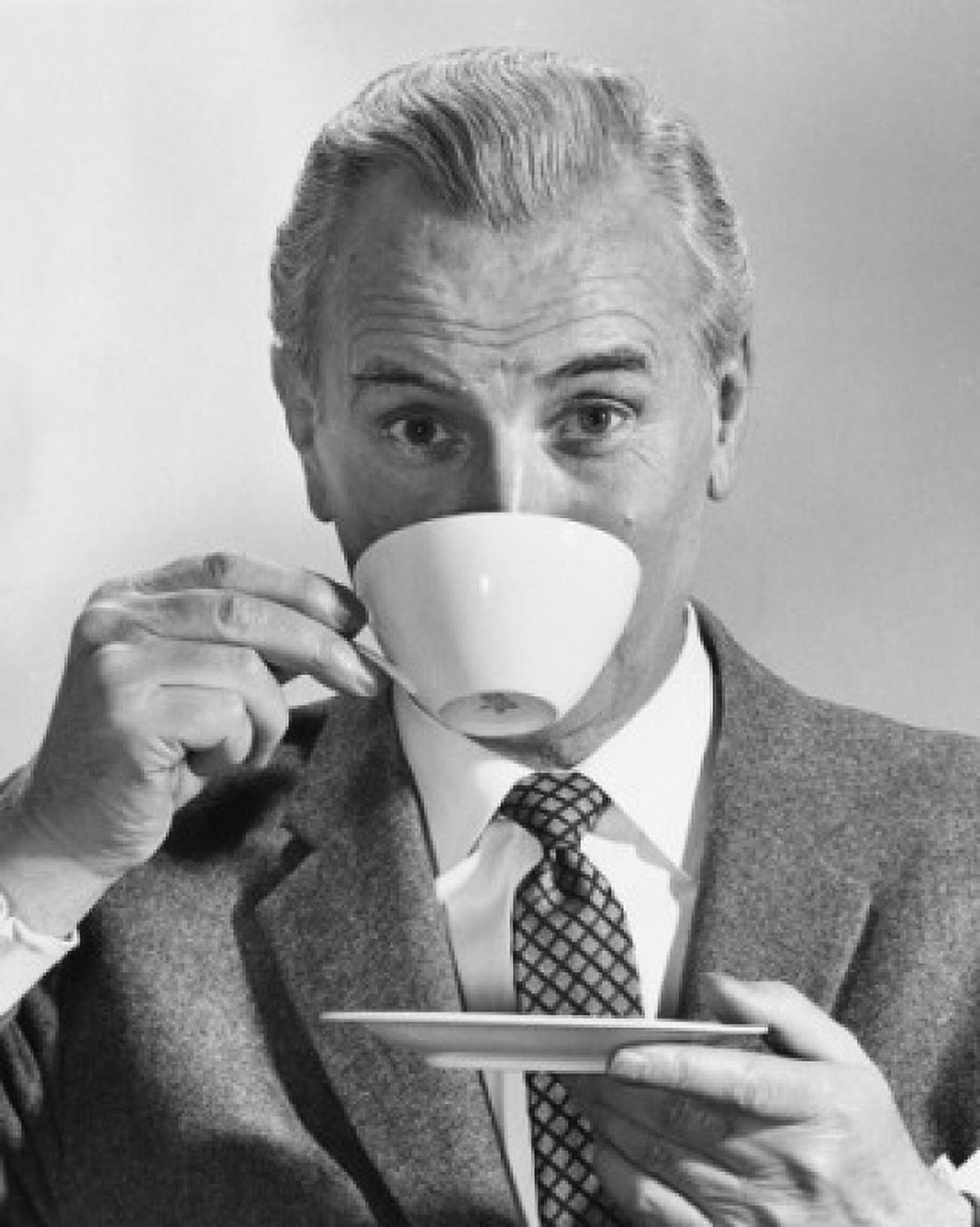 Portrait of a mature man drinking coffee Canvas Art - (24 x 36)