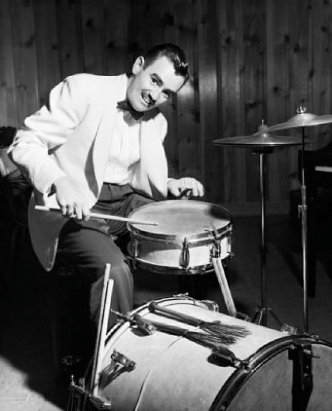 Portrait of a mid adult man playing drums Canvas Art - (18 x 24)