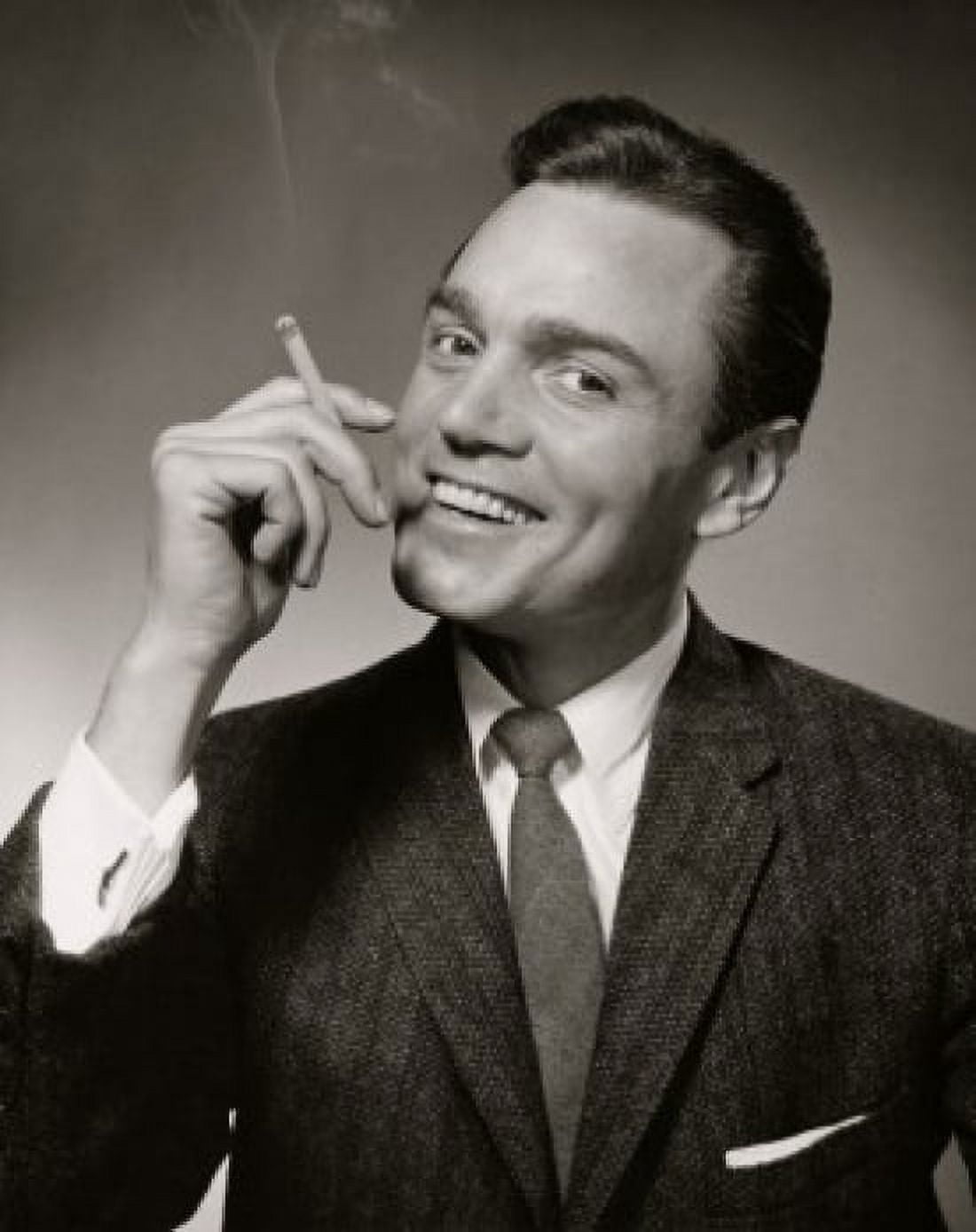 Portrait of a mid adult man smoking a cigarette Canvas Art -  (24 x 36)