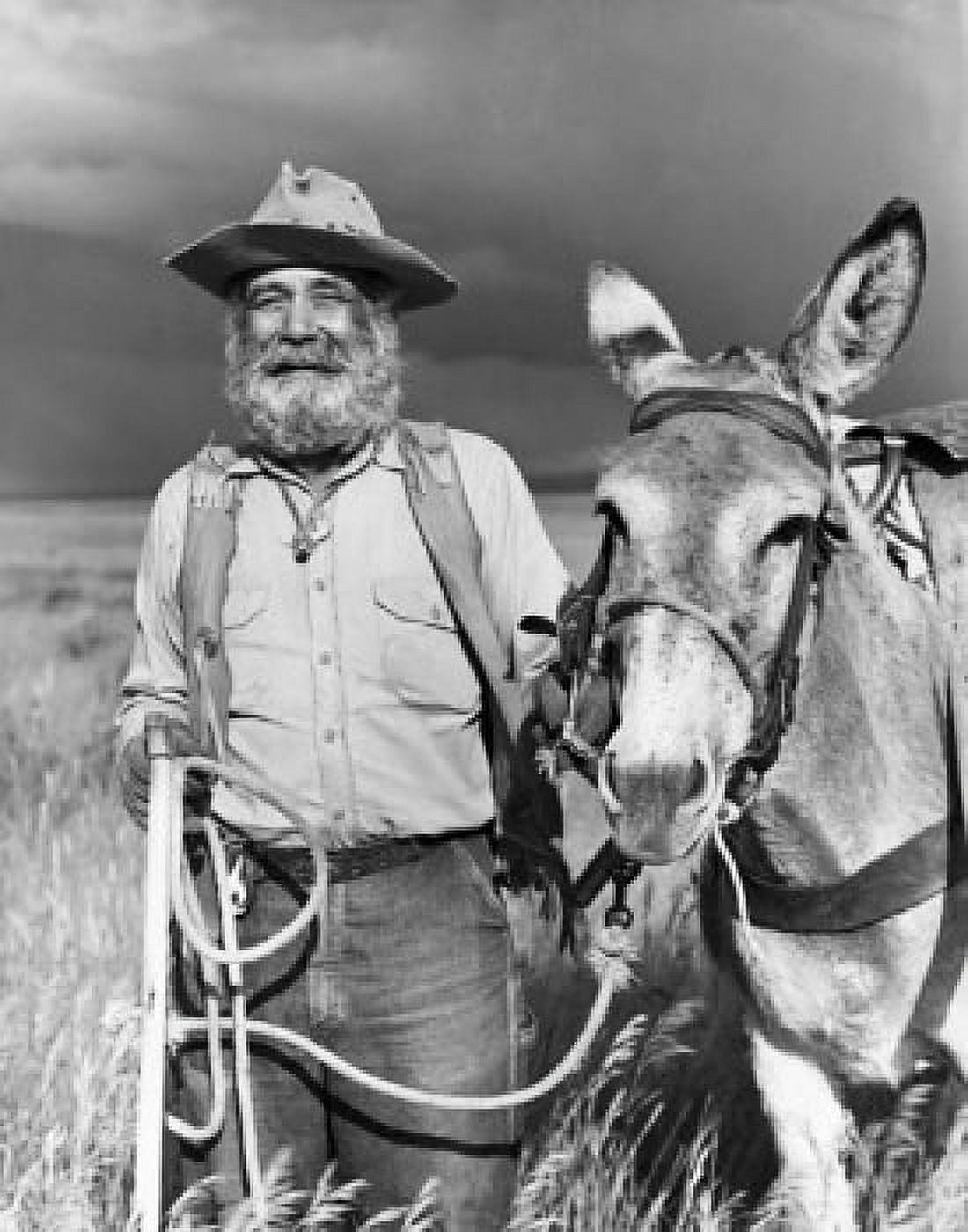 Portrait of a miner with his donkey Canvas Art - (18 x 24)