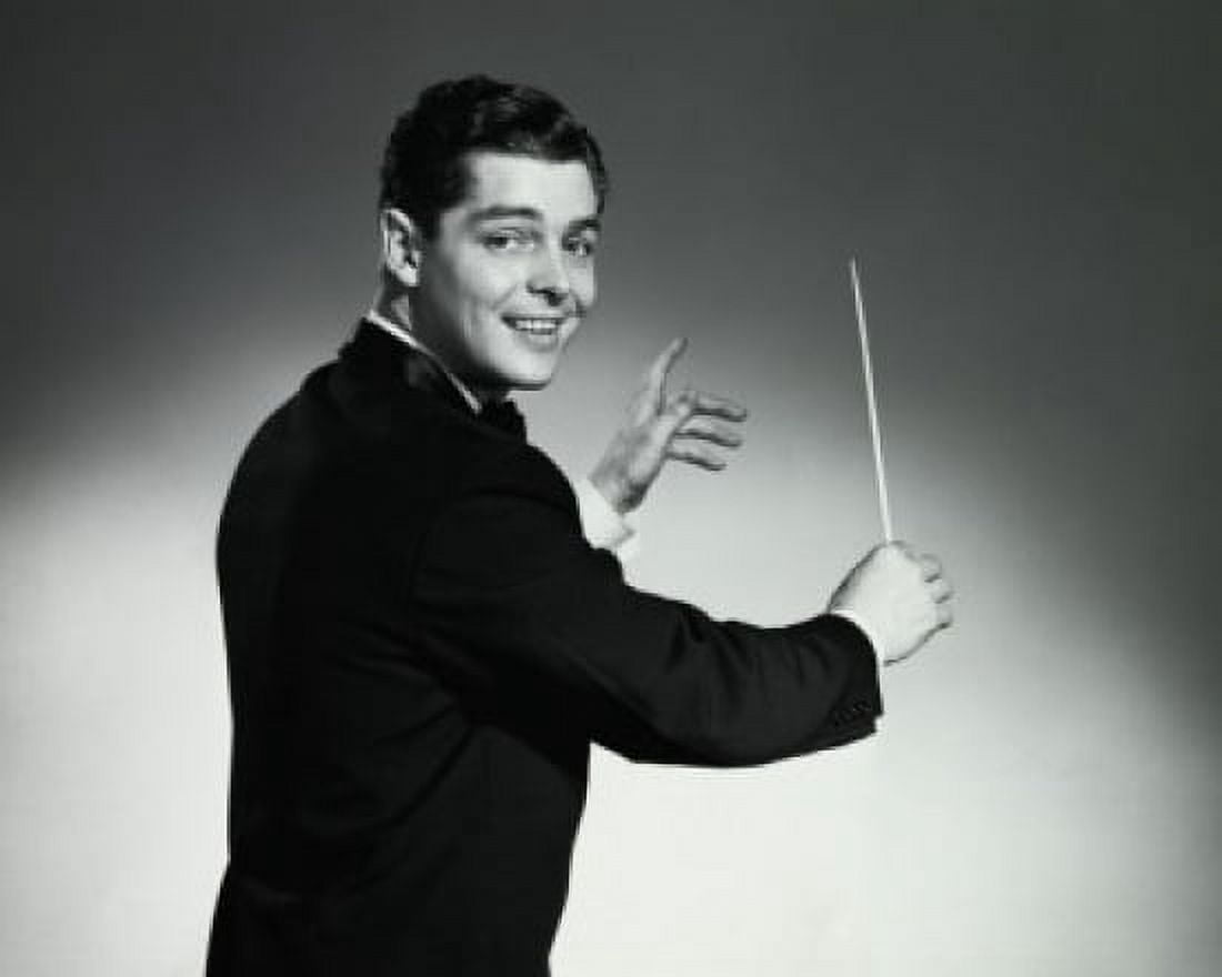 Portrait of a music conductor holding a conductors baton Canvas Art - (18 x 24)