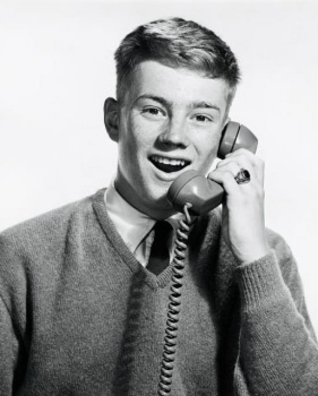 Portrait of a teenage boy talking on the phone 1965 Canvas Art - (18 x 24)