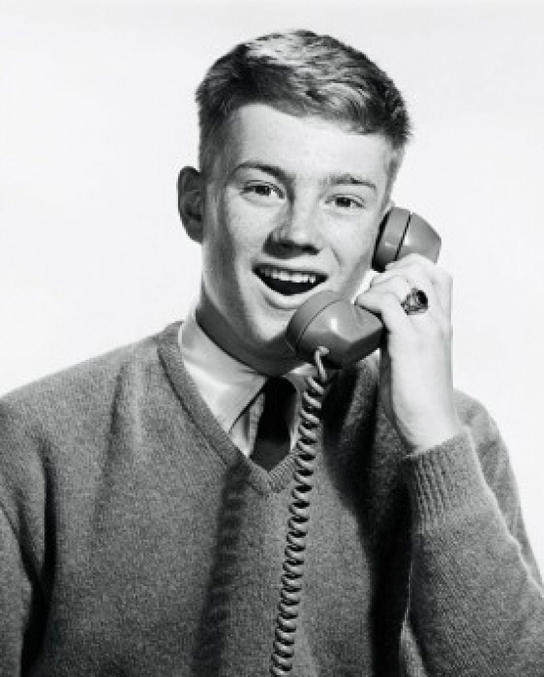 Portrait of a teenage boy talking on the phone 1965 Canvas Art - (24 x 36)