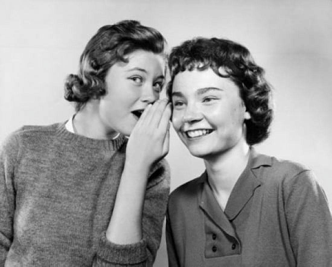 Portrait of a teenage girl whispering to another teenage girl Canvas Art - (18 x 24)