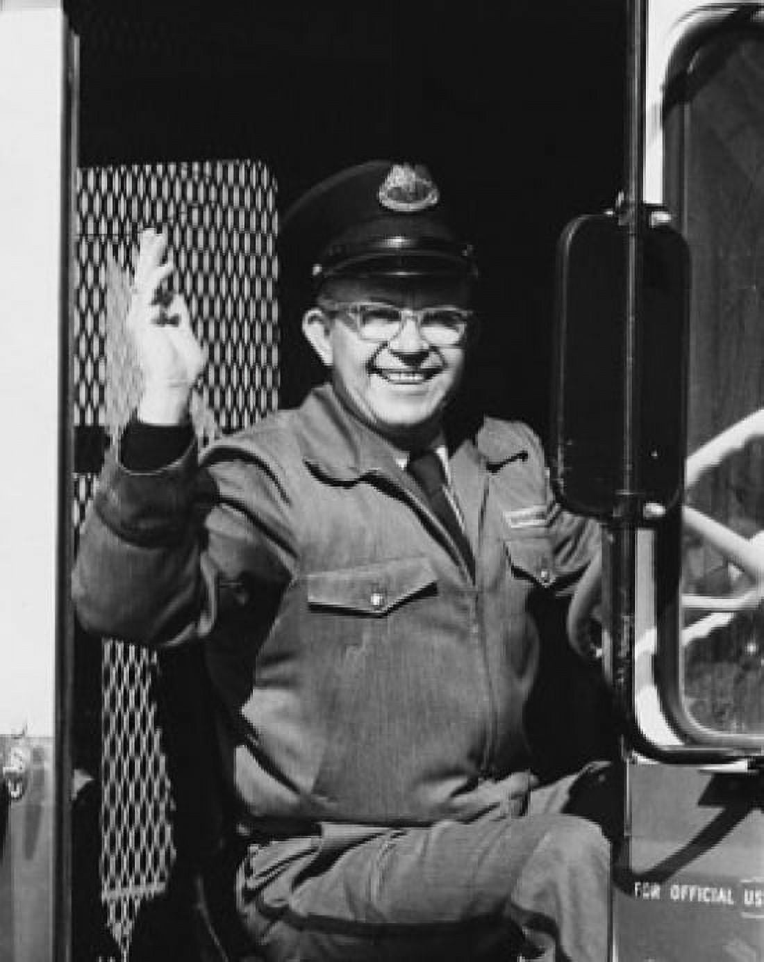Portrait of a truck driver waving his hand Canvas Art - (24 x 36)