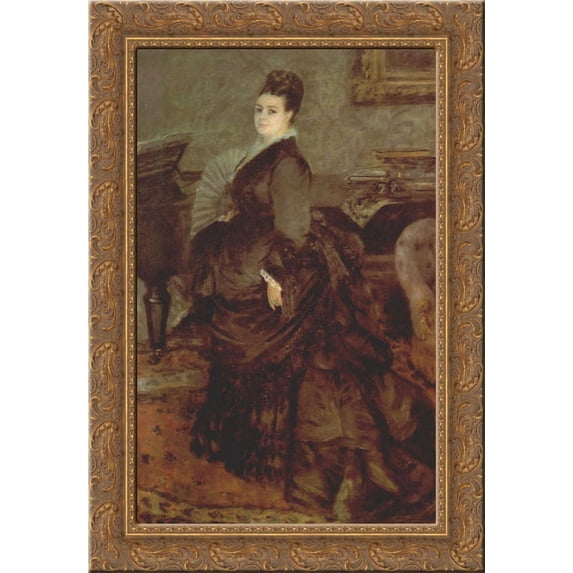 Portrait of a woman (Mme. Georges Hartmann) 20x24 Gold Ornate Wood Framed Canvas Art by Renoir, Pierre Auguste