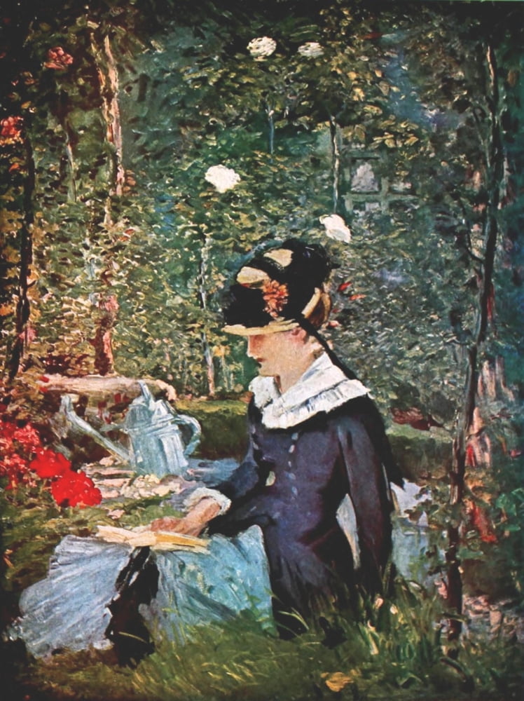 Portrait of a woman in a garden Canvas Art - Ôø?douard Manet (24 x 36)