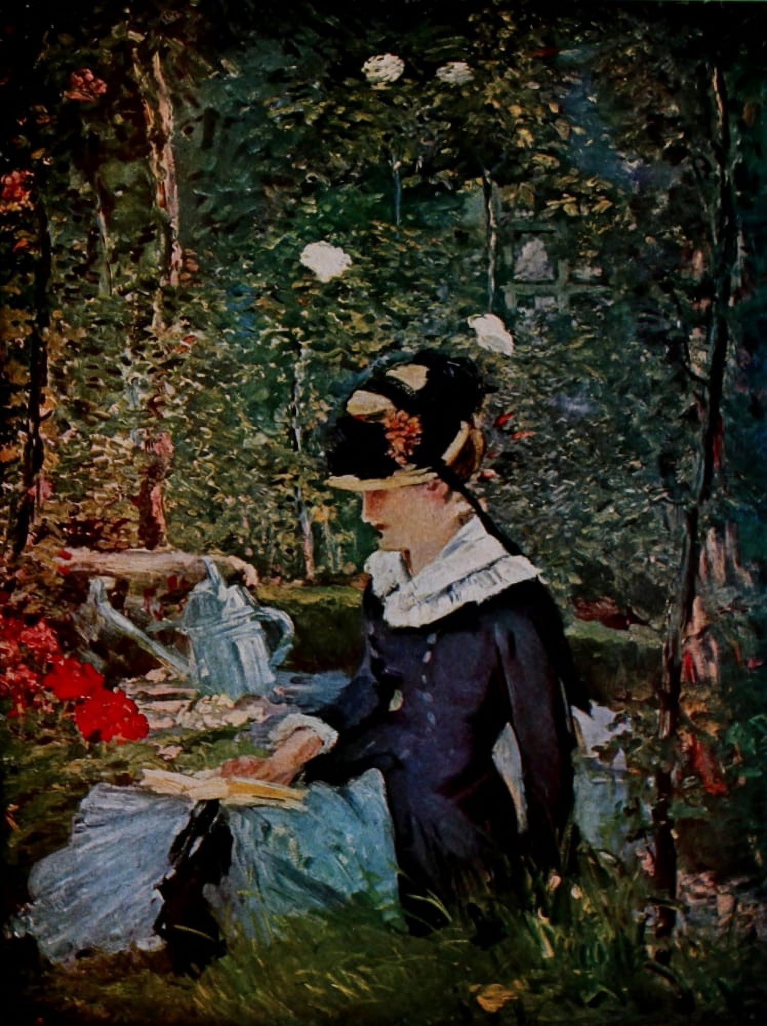 Portrait of a woman in a garden Canvas Art - Edouard Manet (18 x 24)