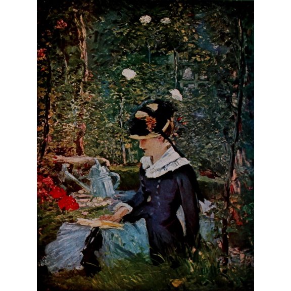 Portrait of a woman in a garden Poster Print by  Edouard Manet (24 x 36)