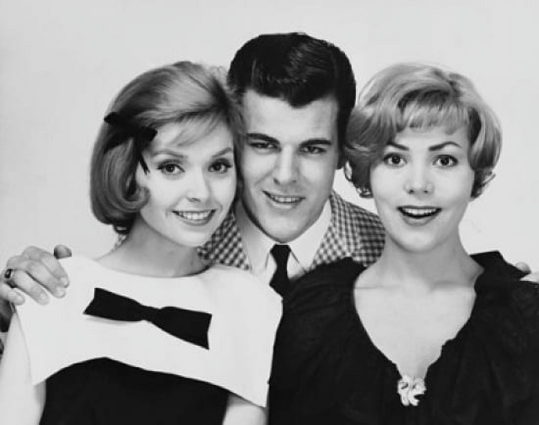 Portrait of a young man smiling with two young women Canvas Art - (18 x 24)