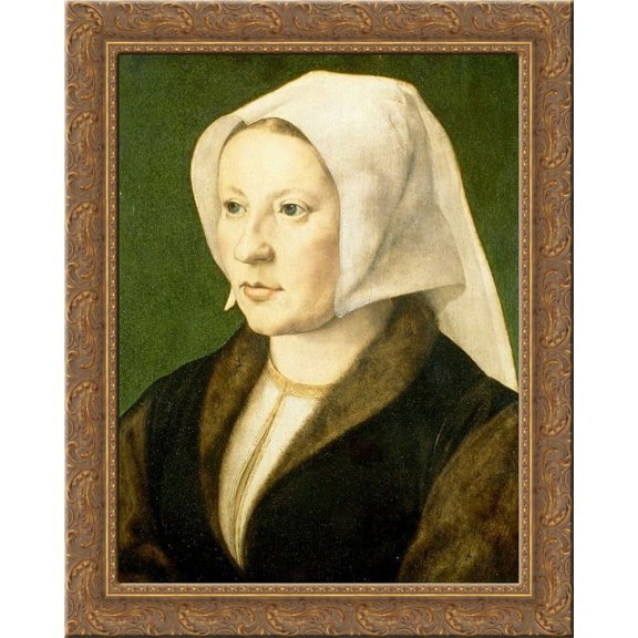 Portrait of a young woman 20x24 Gold Ornate Wood Framed Canvas Art by Mabuse, Jan Gossaert