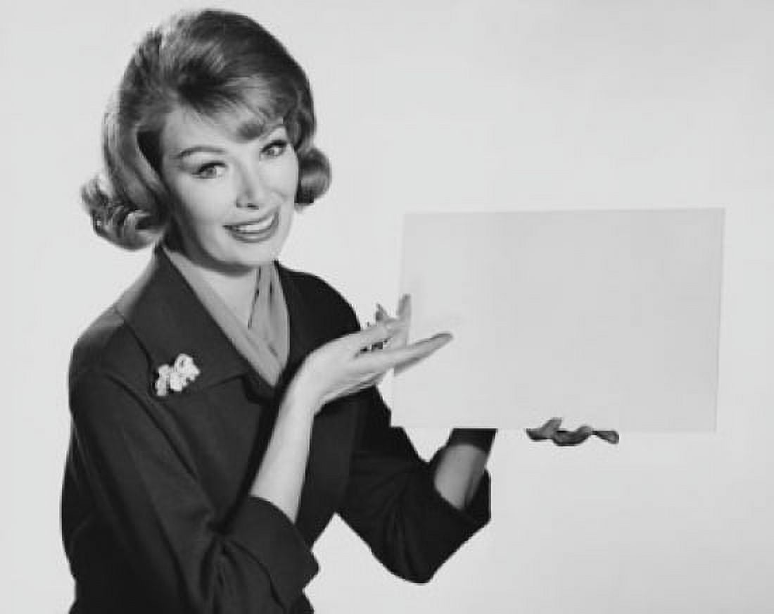 Portrait of a young woman holding a blank placard Canvas Art - (24 x 36)
