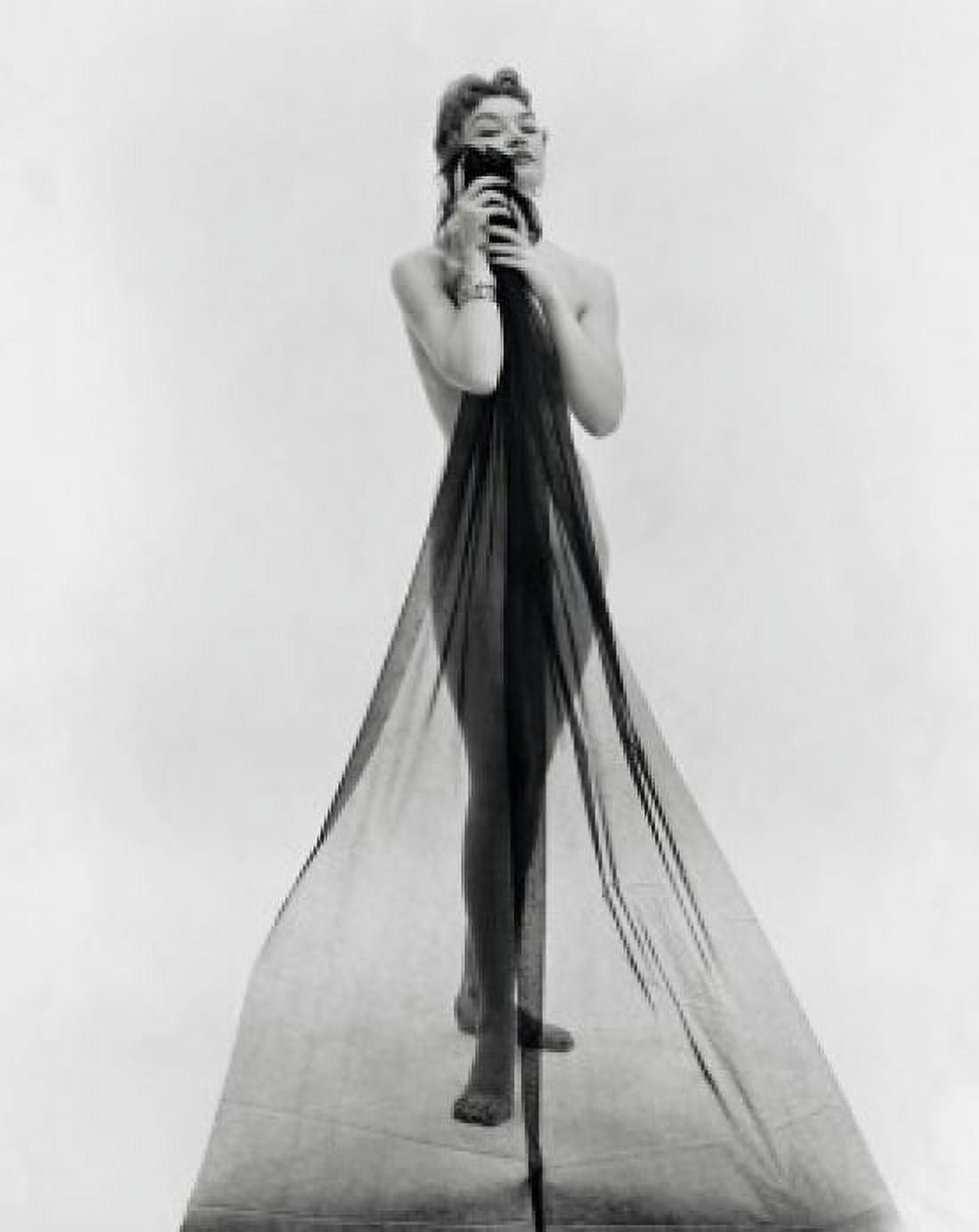 Portrait of a young woman holding a transparent cloth in front of her Canvas Art - (18 x 24)