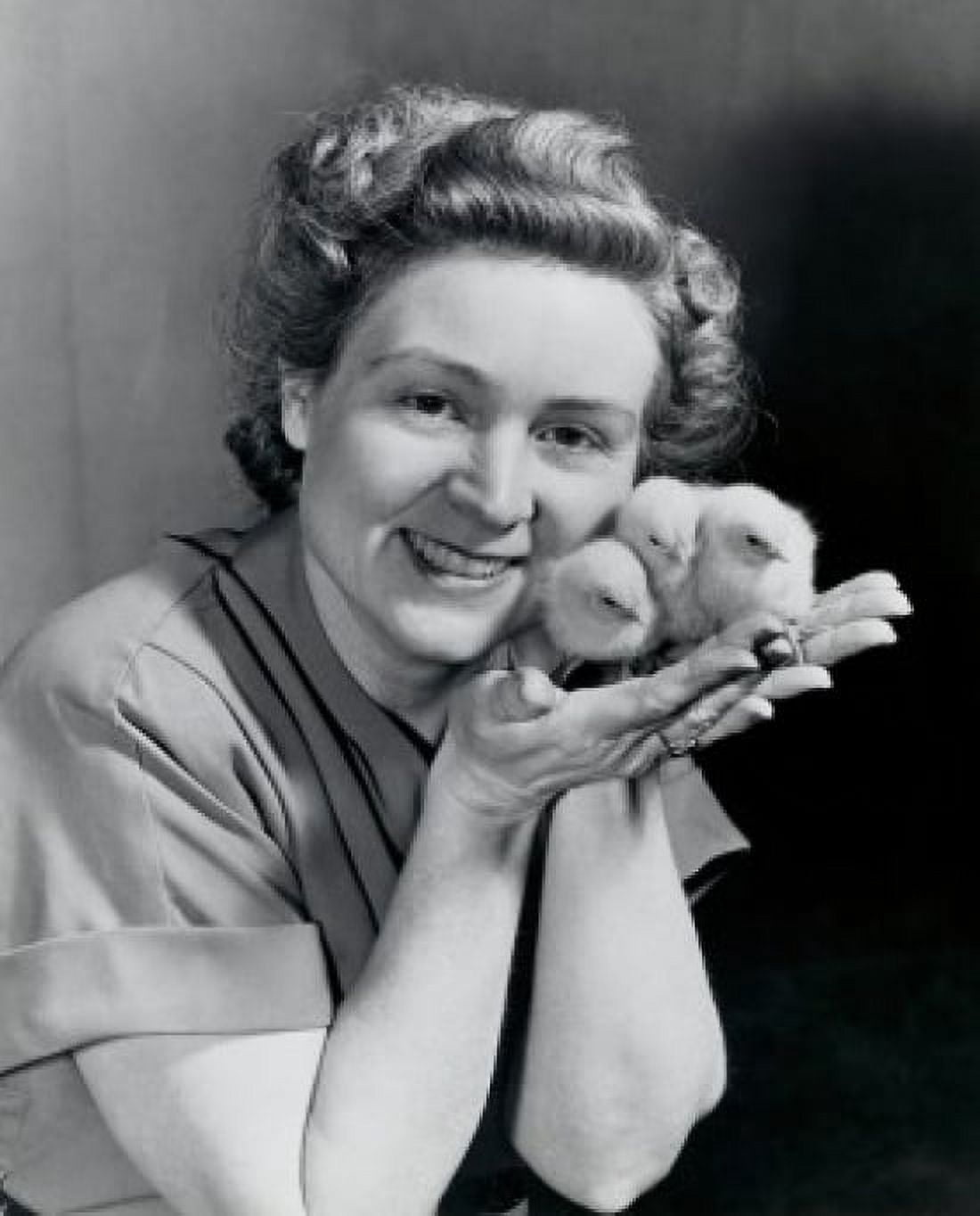 Portrait of a young woman holding three baby chicks in her palm Canvas Art - (18 x 24)