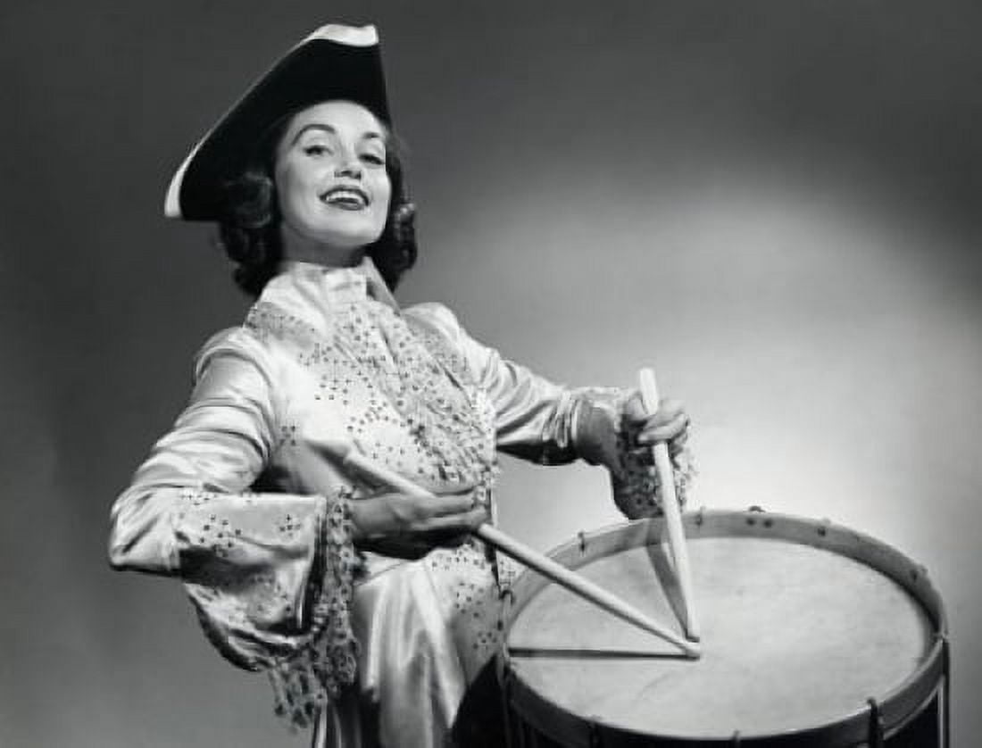Portrait of a young woman playing the drum Canvas Art - (24 x 36)
