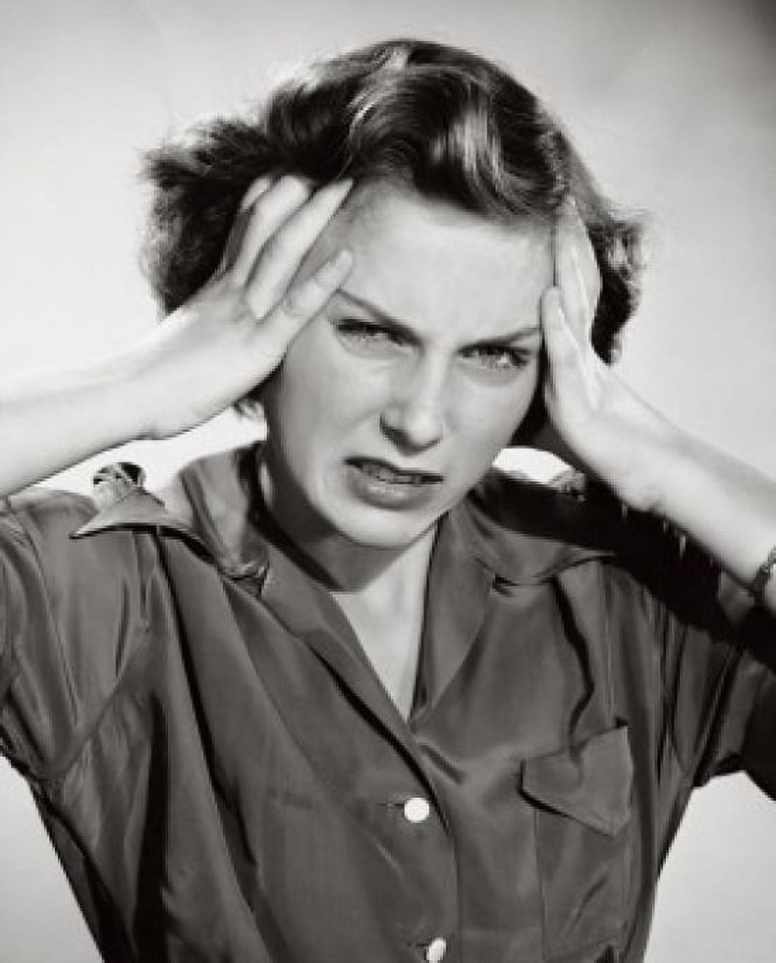 Portrait of a young woman suffering from a headache Canvas Art - (18 x 24)